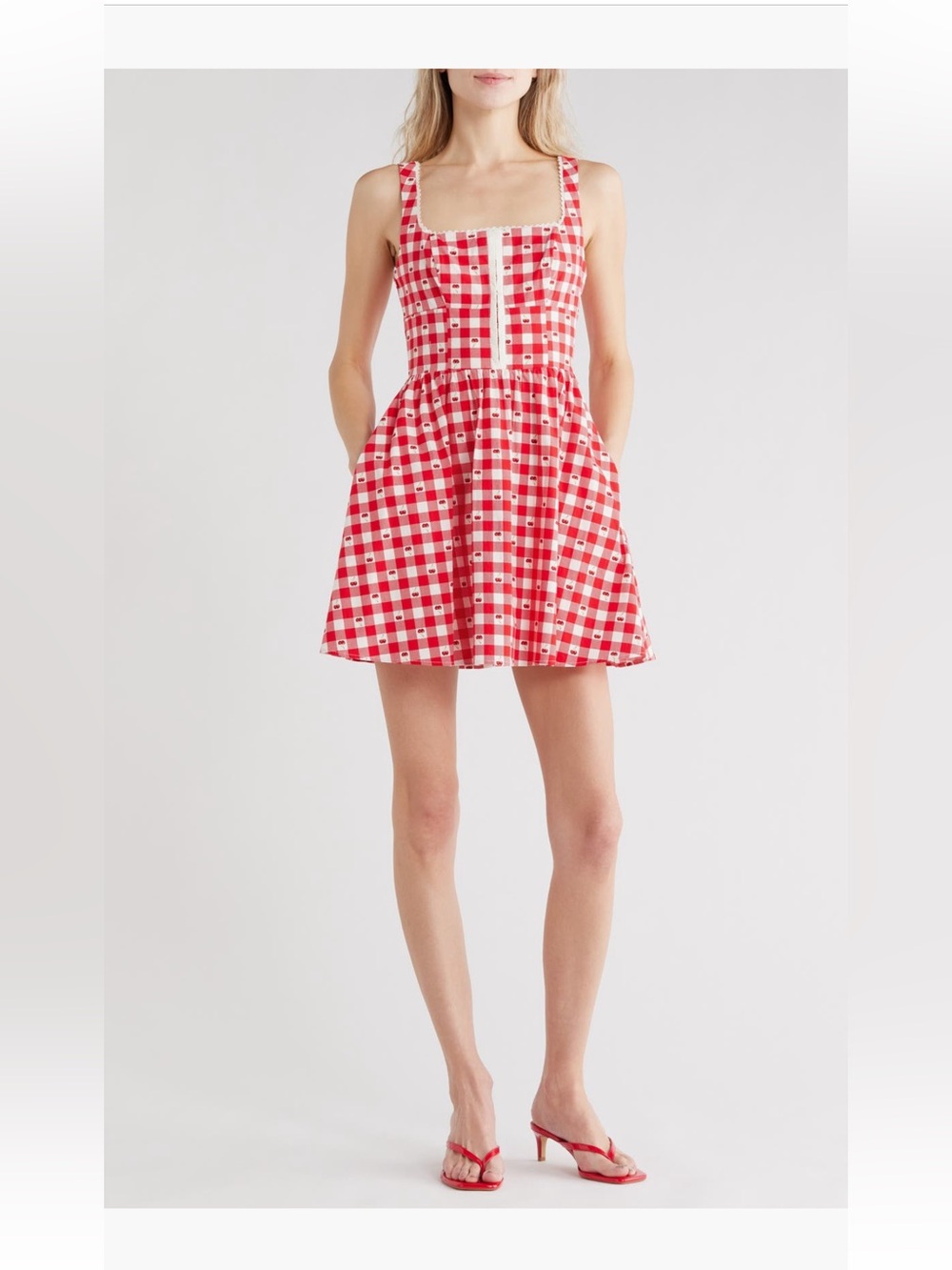 Avec Les Filles Red and White Gingham Mini Dress